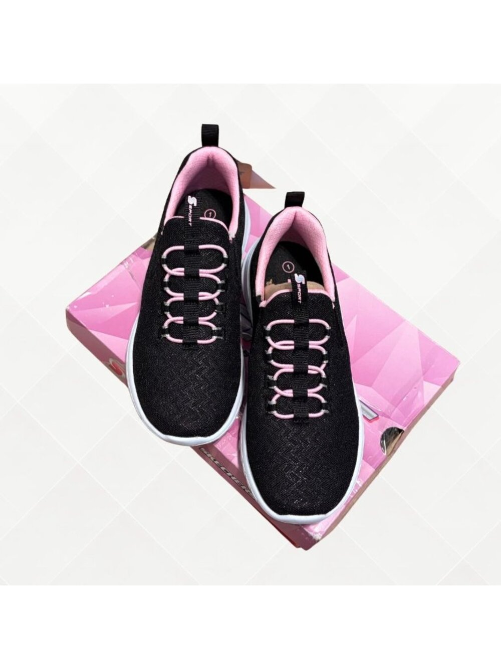 S Sport Skechers Vana Sneakers • Kids 1 • NWT • Black Pink - KSH-100003